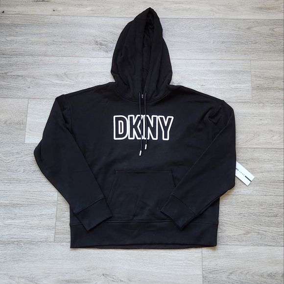 Dkny Tops - DKNY Sport Black Logo Hoodie Womens Large Sweater Long Sleeve Athleisure Nwt